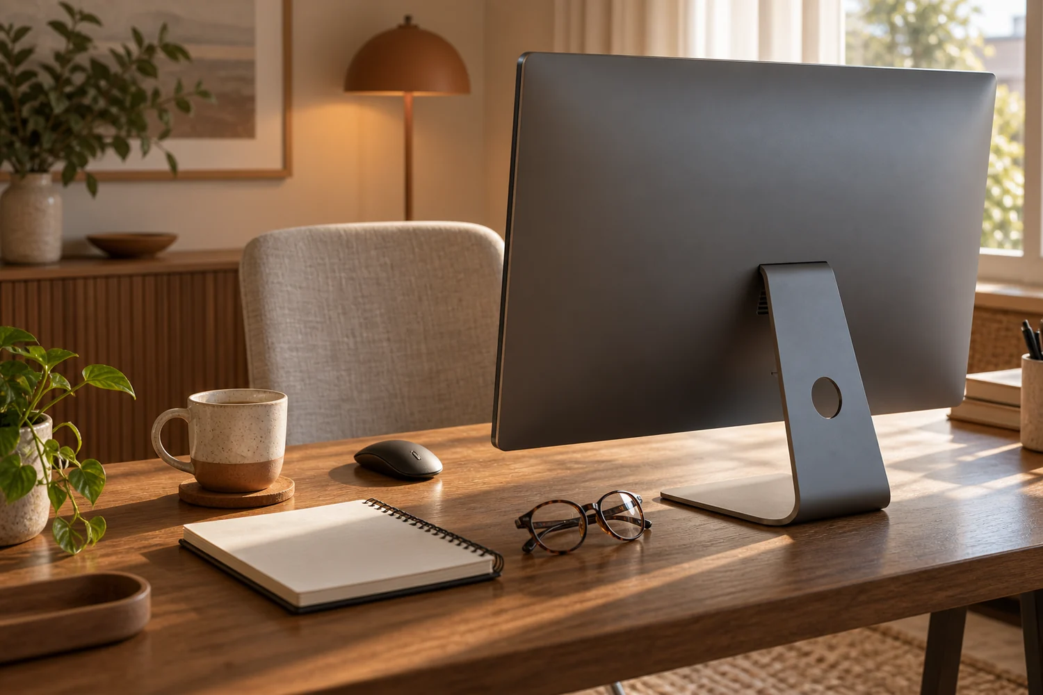 Espacio tranquilo con una computadora sin marca